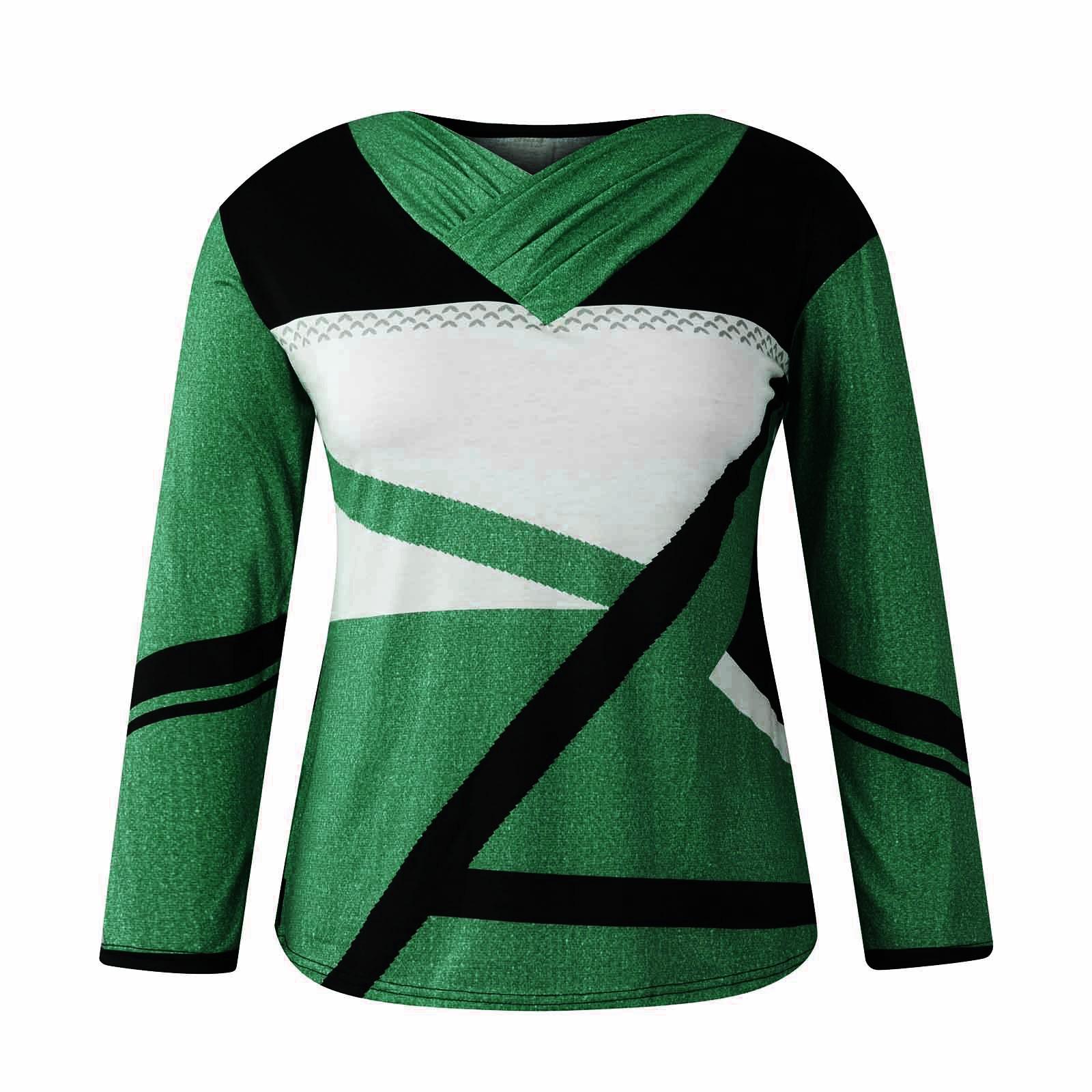 Женские топы Нарядные повседневные рубашки с длинными рукавами с перекрестным V-образным — фото 3