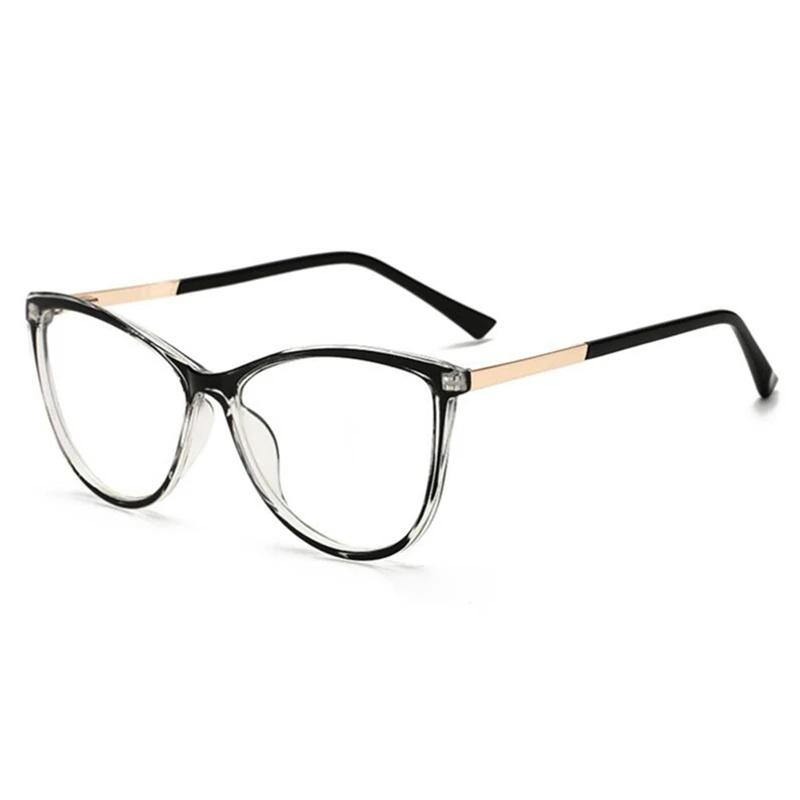 Blu-ray Blocking Cat Eye Multifocal Progressive Eyeglasses Photochromic Oval Optical Prescription Spectacle for Women Men