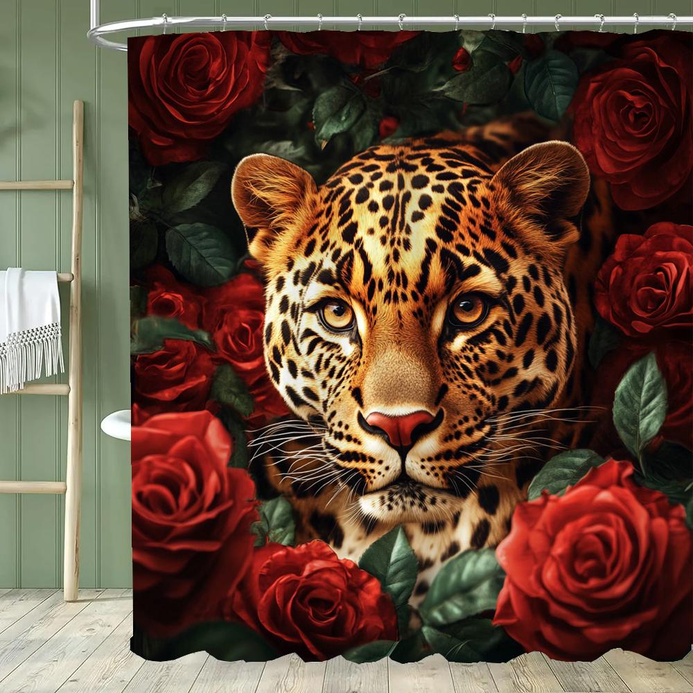 Creative Animals, Wolves, Lions, Dog Printed Shower Curtain Partition Privacy Hanging Home Decoration Curtain With Hooks