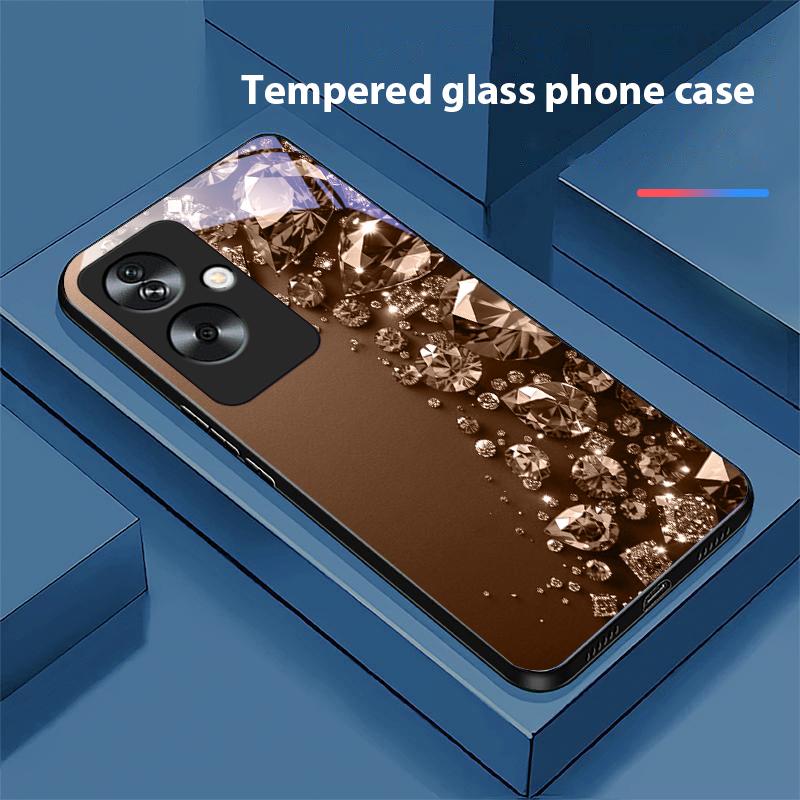 

Полностью бриллиантовый чехол для телефона Oppo A79 5G 58 78 74 60 4G Reno 11F Realme GT 6 11 Note 50 10 C55 X2 из закаленного стекла, черный For OPPO A60 4G