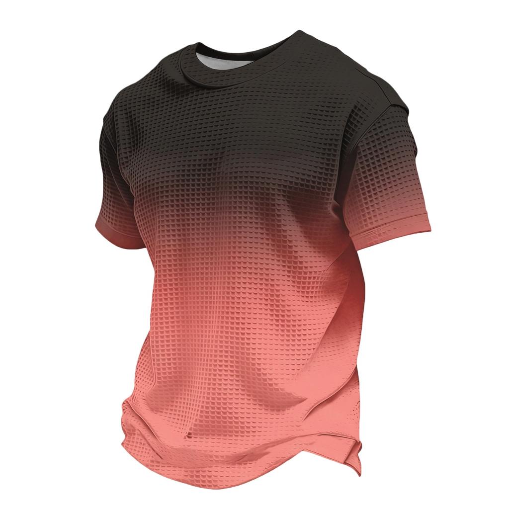 Men's Knit Short Sleeve Shirt, Summer Color Casual Tee, Comfortable Fashion Top