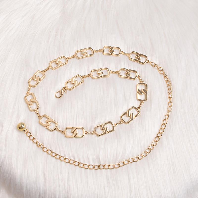 Stylish Gold Female Waist Chain With Engraved Details For Spring And Fall Fashion