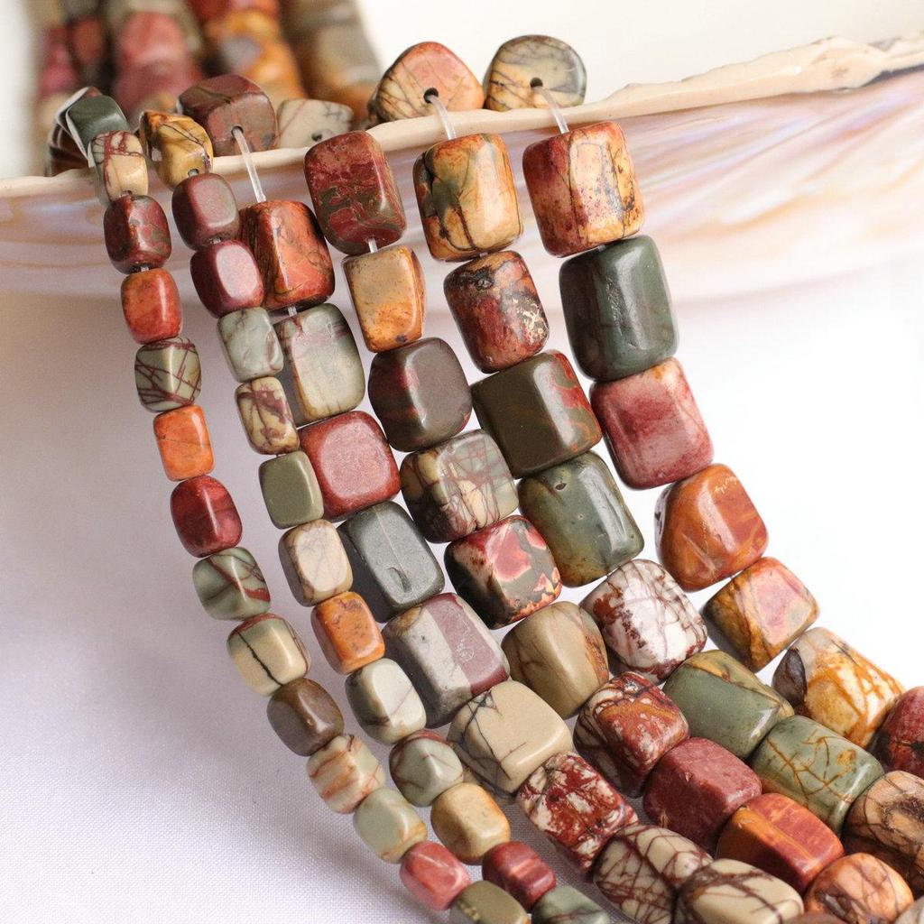 Picasso Nüwa Stone Red Thread Natural Rectangular Beads for DIY Jewelry Accessories