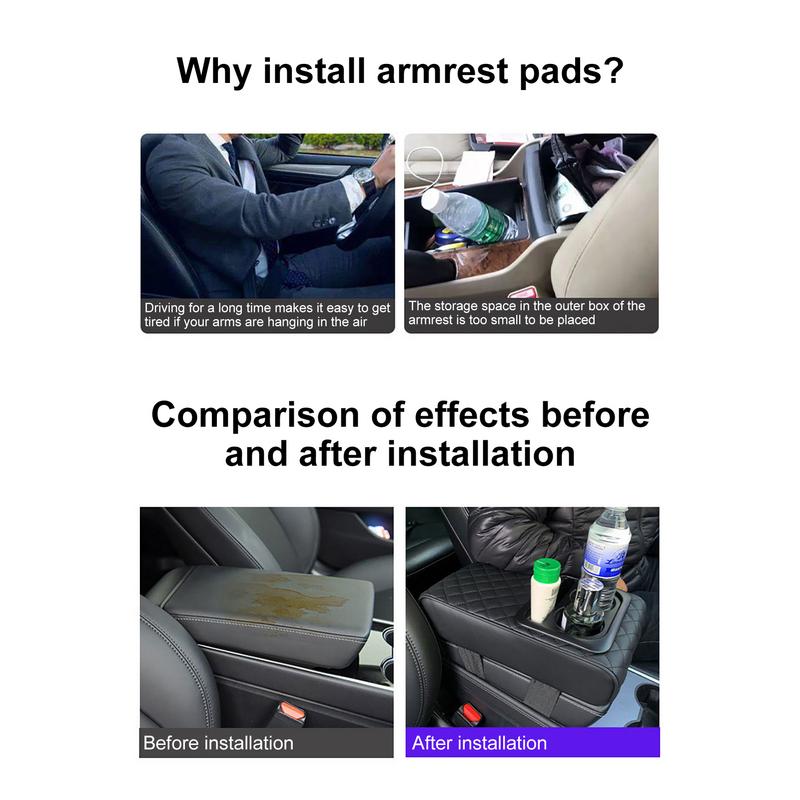 Universal Car Center Console Cover PU Leather Breathable Center Console Box Cover Anti-scratch Armrest Box Protective Cover