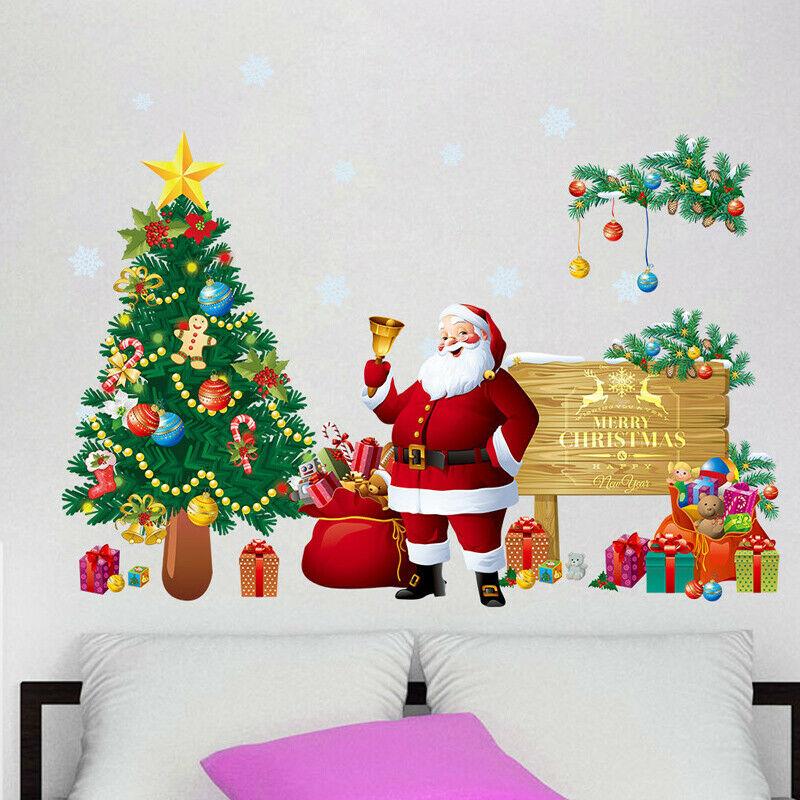 2022 Merry Christmas Tree Wall Stickers Decals XMAS Home Shop Window Decor