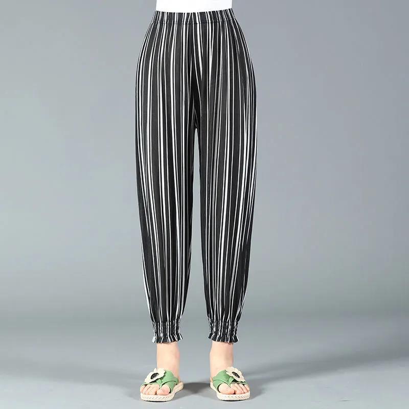 Bloomers Women's Summer Thin Section Flower Pants Large Size Loose Women's Pants Straight Nine-point Pants