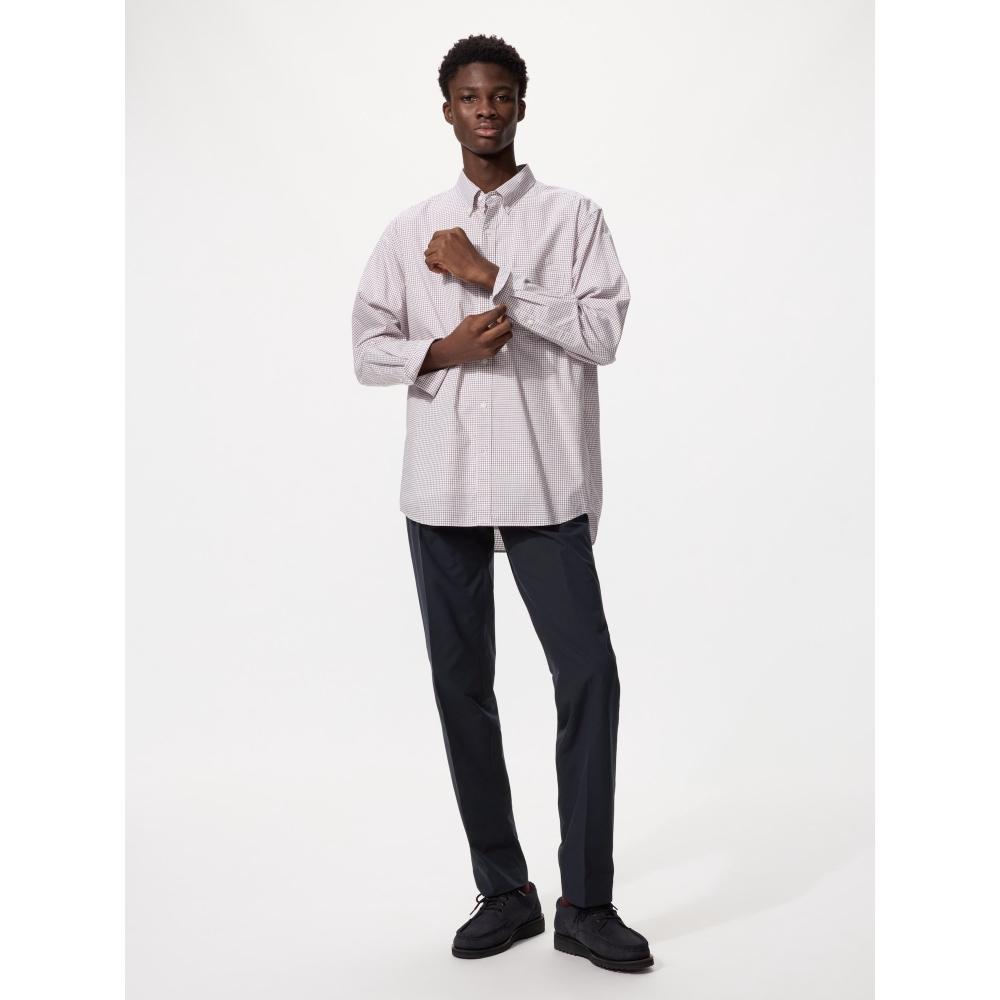 Uniqlo BroadCloth Shirt Long Sleeve Button Down Collar CheCk C