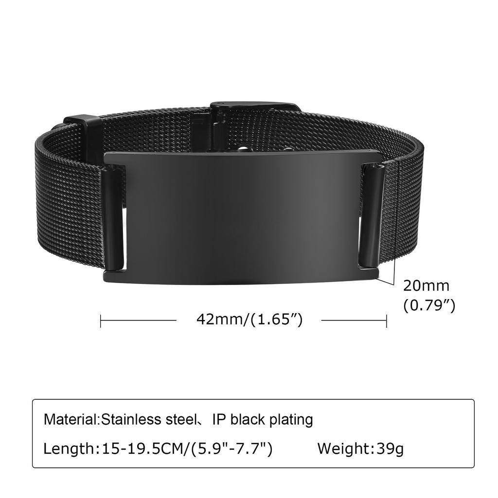 Personalized Photo Bracelet, Stainless Steel Mesh Chain Bracelet for Women Men, Adjustable Chain 5.9" To 7.7