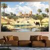2D Plane Design, 2D Plane Product, 1 Piece - Desert Oasis Scene, UV Printing - Flag - Suitable for Living Room and Bedroom