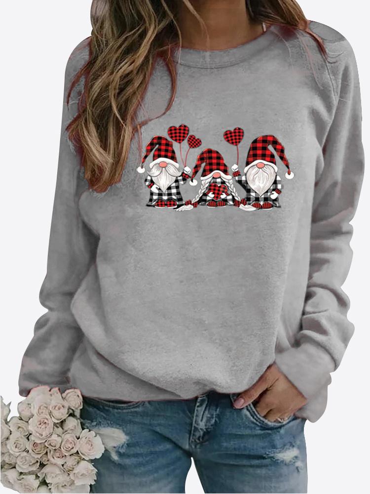 Autumn and Winter Women's Christmas Theme Printing Sweater Round Neck Long Sleeve Casual Sweatshirt Plus Size Top