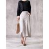 Literary Cotton Linen Split Skirt Women Single Breasted Midi A-Line Skirts Vintage Asymmetric Skirts Slimming