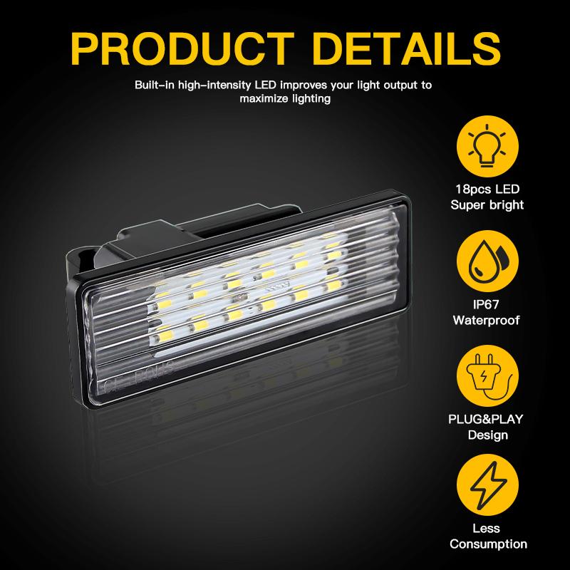 2pcs LED License Number Plate Light Canbus For Peugeot 406/407/508/607 Citroen Berlingo/C2/C3/C4/C5 II/C6/C8 Car Accessories