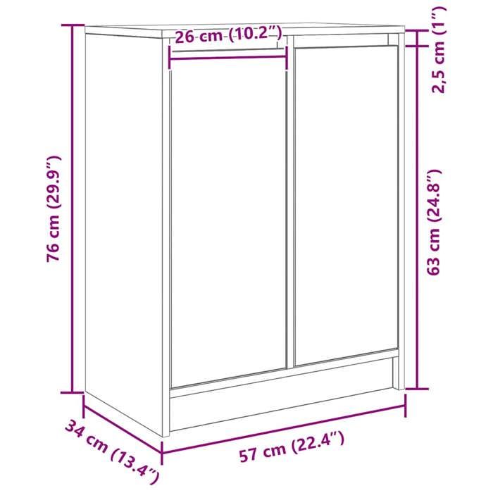 VidaXL Buffet Smoked Oak 57x34x76 Cm Engineered Wood, Storage Cabinet, Kitchen Storage Cabinet, Furniture of 861620