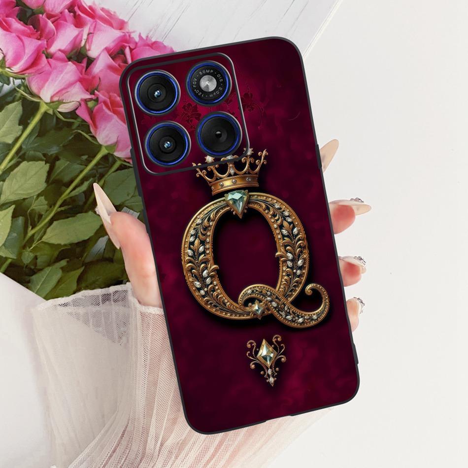 For Motorola Edge 70 Royal Crown Initial Letter Couple Phone Case For Motorola Moto X70 Air Edge70 Black Silicon Soft Bumpers