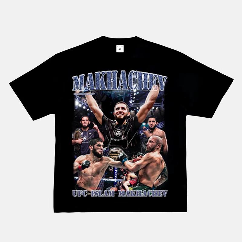2025 New Fashion 100% Cotton Men T-shirt Fight Y2k Printing Short Sleeve American Retro Small Neckline Fighting Top Retro Top