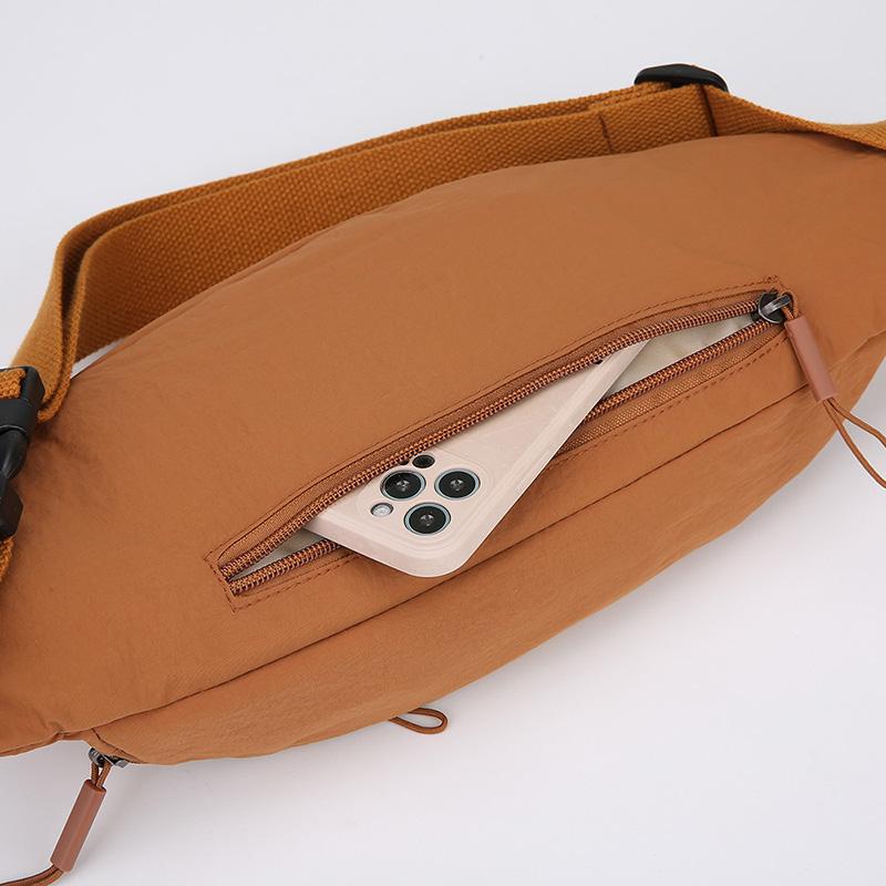 Solid Color Women's Chest Bag Nylon Lightweight Shoulder Crossbody Bag Outdoor Sports Cycling Mobile Phone Waist Bag