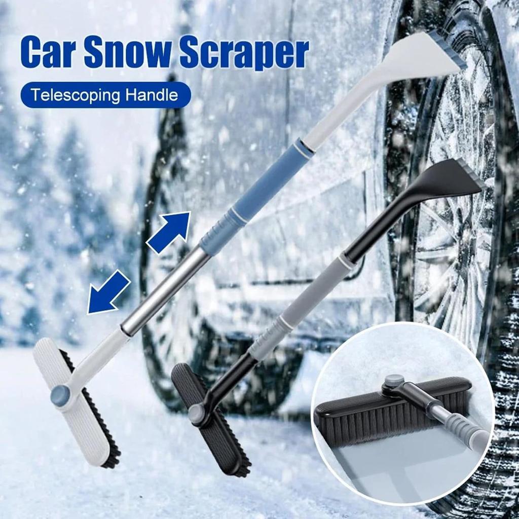 3 In 1 Snow Brush and Ice Scraper for Car Windshield Extendable Snow Removal 360° Pivoting Vehicle Winter Shovel Brush Snow Scraper with Long Handle