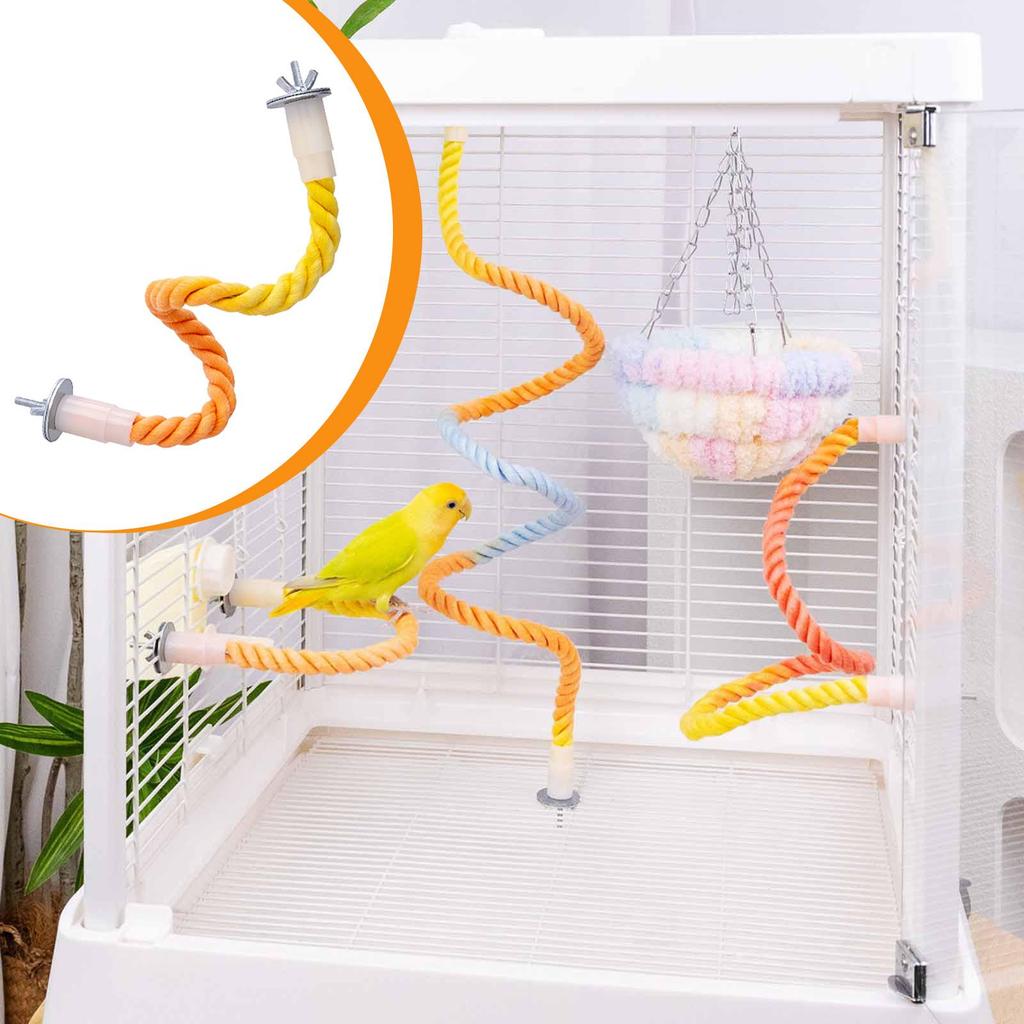 Bird Perch Parrot Toy Playful Rope Climbing PP Metal Easy Fixing Sensory Suitable for Small Parrots