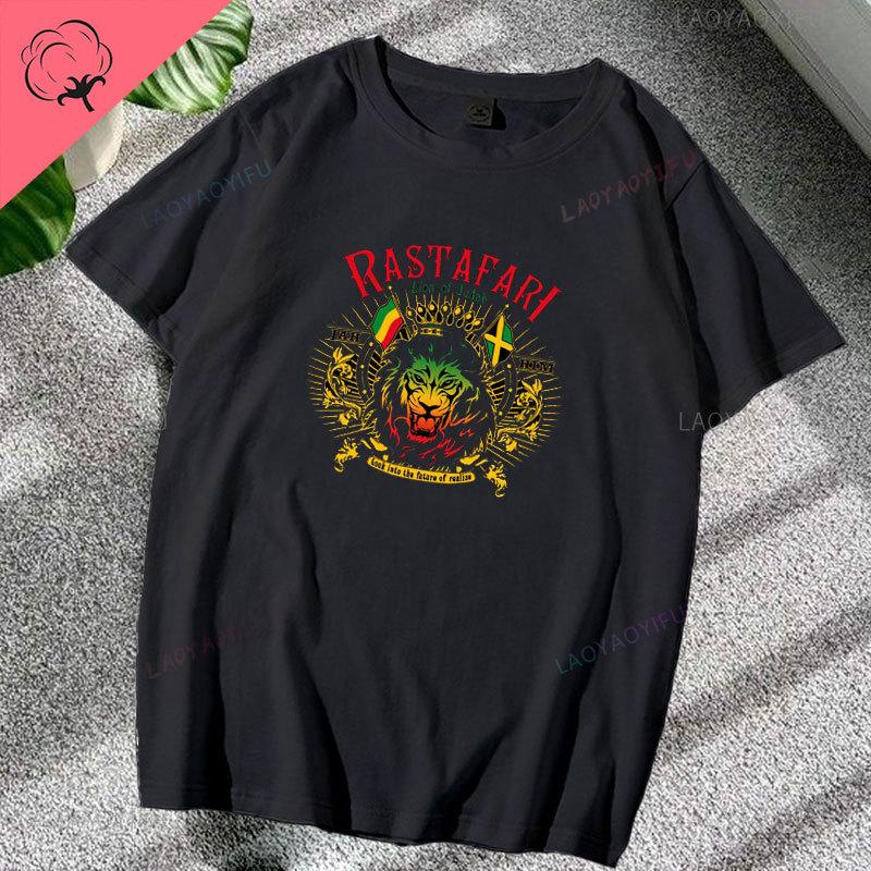 T-shirt Leone Rasta Giuda Cuffie Rastafariano Giamaicano Zion Uomo Cotone di Alta Qualità Canottiera Casual Traspirante Abbigliamento Street