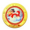 Diamond Studded Christmas Snowman Color Printed Gold-plated Commemorative Medal, Creative Gift, Night Light, Santa Claus Gold Coins, Coins