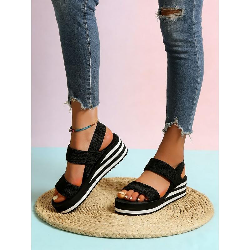 Women's Thick-Soled Wedge Slide Sandals, Roman Style Outdoor Fashionable Footwear, Available In Large Sizes.