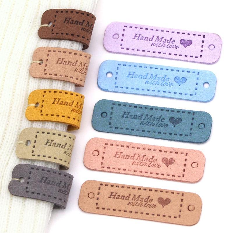 

10Pcs Handmade PU Leather Love Labels, Clothing, Hat Bags, Sewing Labels, DIY Clothing Accessories, Decorative Small Labels Mixed
