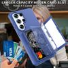3IN1 PC Mirror Card Holder Colorful Case for Samsung Galaxy S26 S2 Ultra S24 Plus Shockproof Wallet Holder Skin Feeling Cover