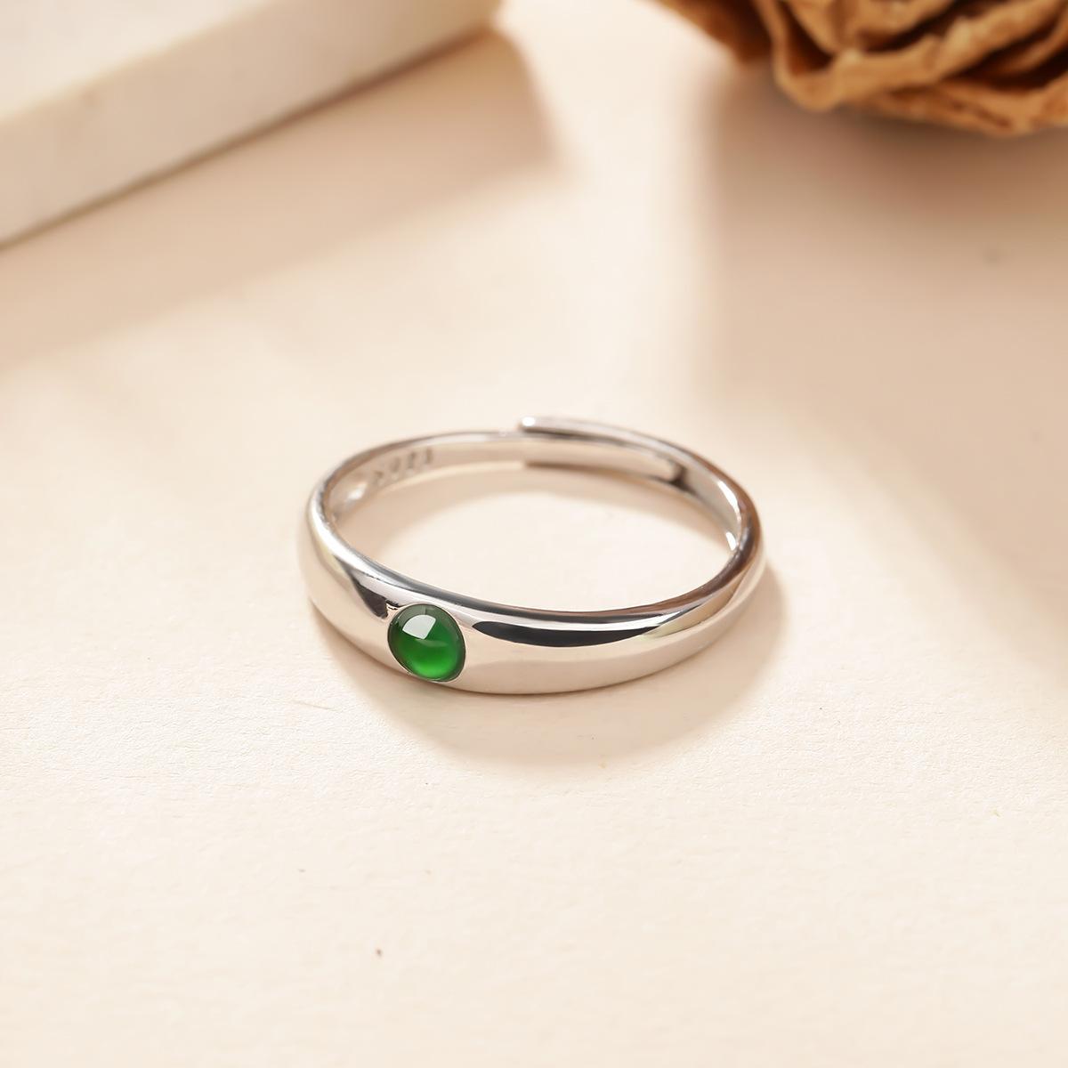 

Natural jade s925 pure silver ring for women, delicate and niche egg shaped flower, simple and multifunctional accessory for women adjustable opening