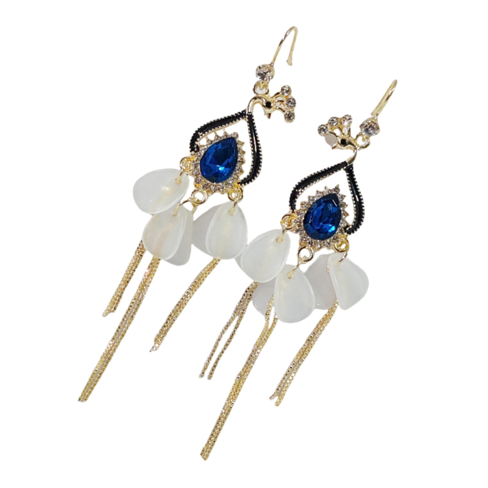 

Luxurious Waterfall Bead Earrings Elegant Alloy Peacocks Pendant Earrings With Elegant Tassels Details for Women 1