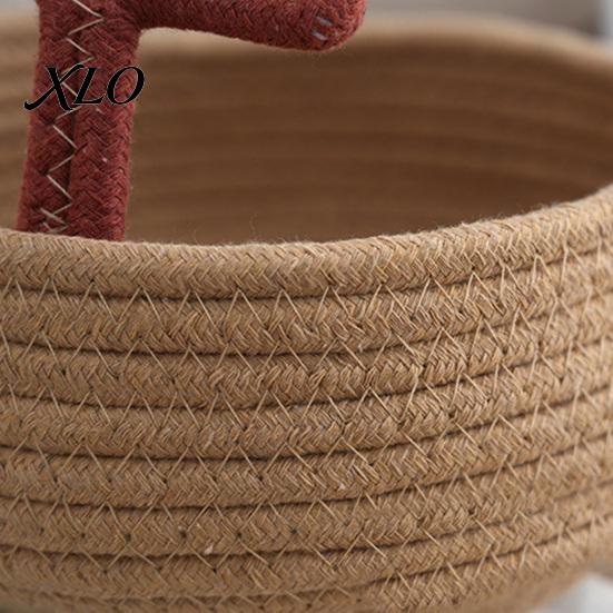 Multi Purpose Storage Box Cute Reindeer Cotton Rope Woven Box, Large Capacity Soft Decorative Bin Fabric Basket, Sundries Organizer for Nursery