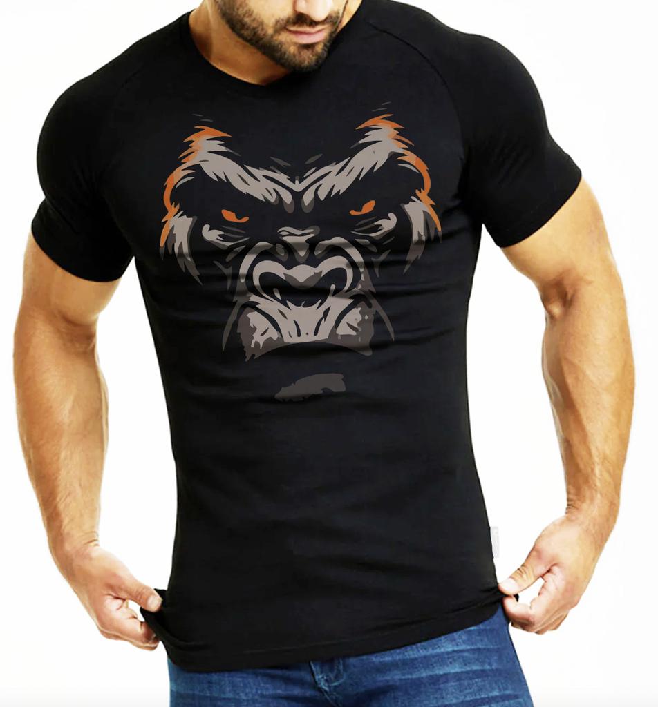 Mens GORILLA FACE Gym Workout Shirt Weight Lifting Slim Fit Shirt t-shirt