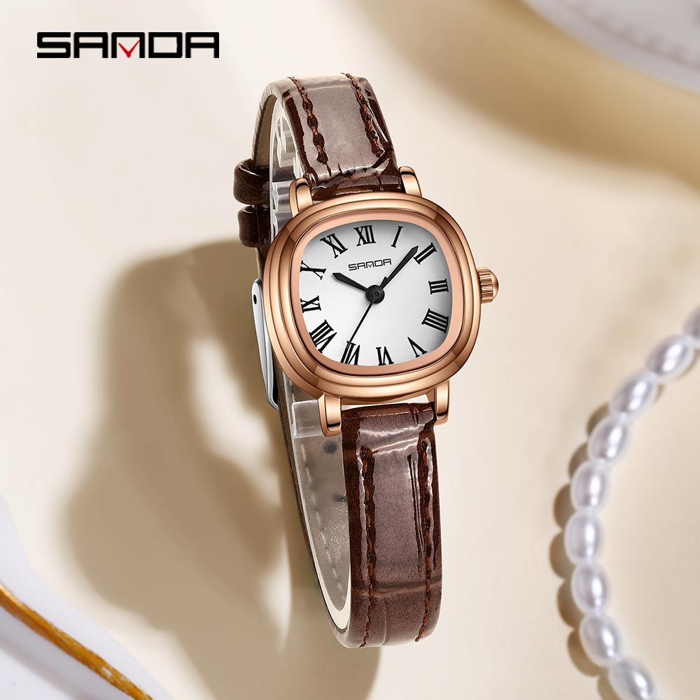 SANDA Top 1137 Women's Quartz Watch Fashionable and Elegant Rose Gold Minimally Roman Digital Women's Quartz Watches
