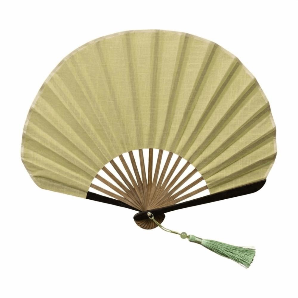 Cotton Linen Cloth Folding Hand Fan Solid Color Handheld Fan Retro Mini Shell Fan Dance Props