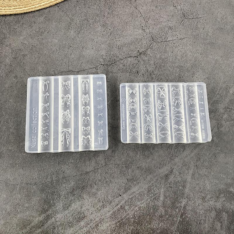 Silicone Nail Art Mold Exquisite Bowknot Tie Uv Gel Polish Carving Mould Diy Ribbon Design Nail Charm Decor Templates Stencils