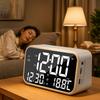 Large Mirror Alarm Clock Rechargeable Electronic Clock Smart LED Display Clock  Travel