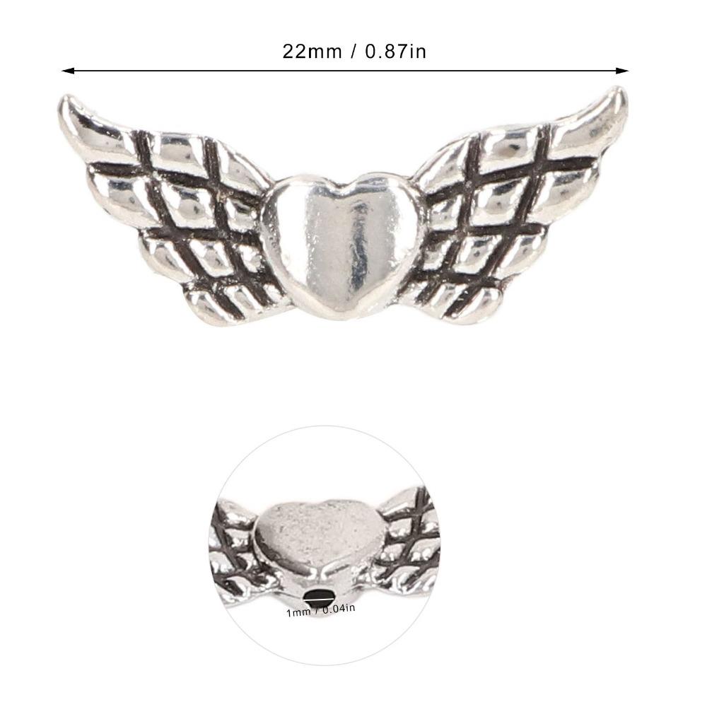 100pcs Zinc Alloy Angel Wing Beads Silver Fairy Wing Charm Beads Wing Charm Beads  DIY Craft