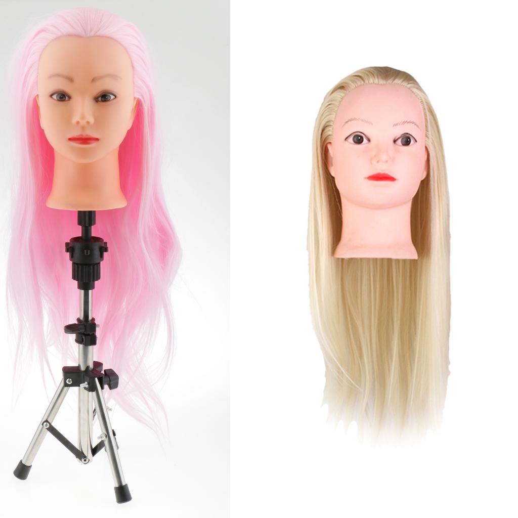 20" Hair Practice Training Hairdressing Weaving Doll Head+Tripod