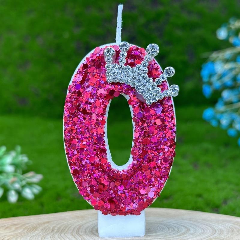 

Digital Birthday Candle Cake Decoration First Birthday Candle Rose Red Crown 0