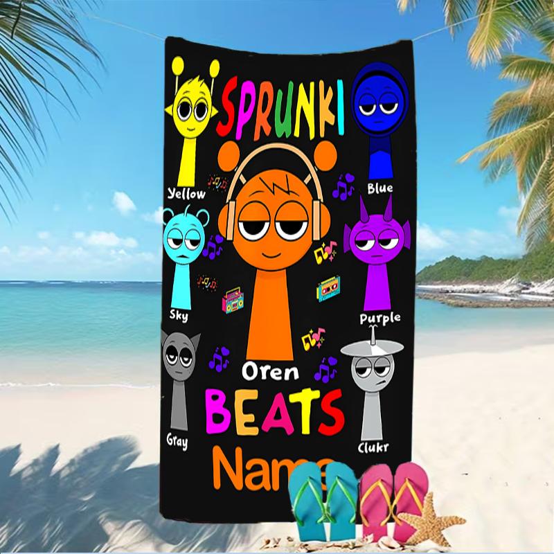 Customizable personalized beach towels Game Sprunki themed designs.Suitable for the beach, yoga, sports;ideal as beach accessories