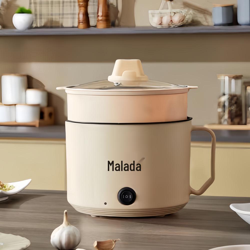 Compact Multifunctional Electric Cooker: Non-stick Mini Dorm Pot, Electric Steamer, Noodle Cooker, and Frying Pan.