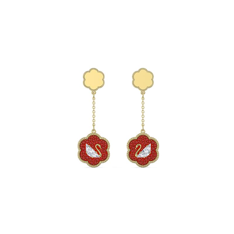 Swarovski FLOWER OF FORTUNE Earrings Women s Red 5597667 красный