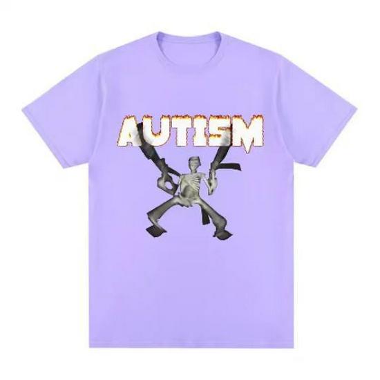 

Унисекс Хлопковая футболка с графикой черепа - Юмористическая хип-хоп мода, Повседневный свободный крой, Короткий рукав L фиолетовый