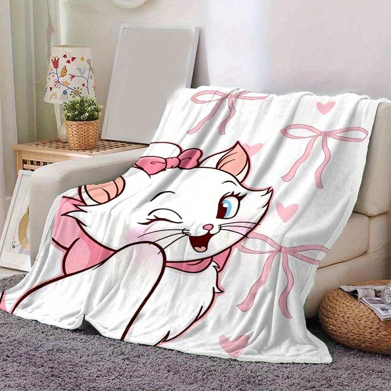 

1pc Adorable Aristocats Marie Pink Bow Blanket Perfect for Home Decor, Couch Cover, Travel, Camping, Office Nap 80cmx120cm