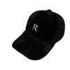 Internet Celebrity Metal Letter R Imitation Rabbit Fur Autumn and Winter Baseball Cap Warm Thickened Fashion Cap Show Small Face