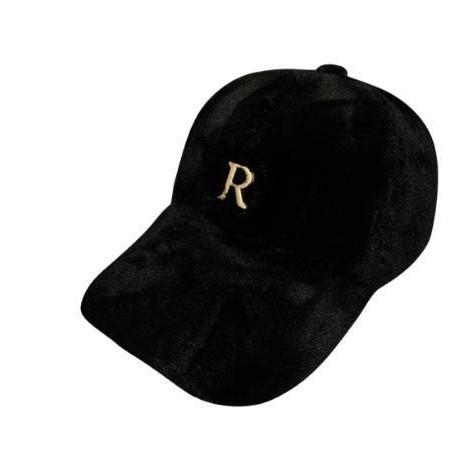 Internet Celebrity Metal Letter R Imitation Rabbit Fur Autumn and Winter Baseball Cap Warm Thickened Fashion Cap Show Small Face