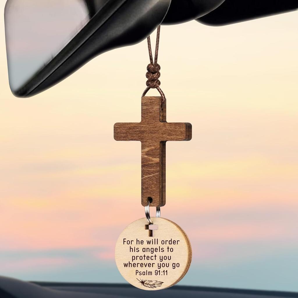 Cross for Car Mirror Hanging Christian Gifts for Men, Women, Bible Study - Scan Phone for Daily Bible Verse Car Rearview Decor Accessories, Jesus