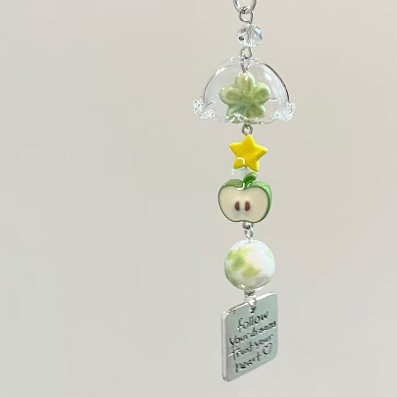 Cute Fruit Keychain Creative Summer Watermelon Pendant Key Chain Beaded Mobile Phone Anti-Lost Lanyard Bag Decorative Keyring