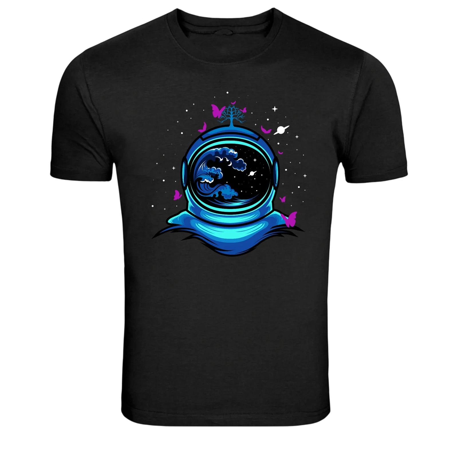 Cosmic Ocean Inside Astronaut Helmet Graphic T-Shirt S