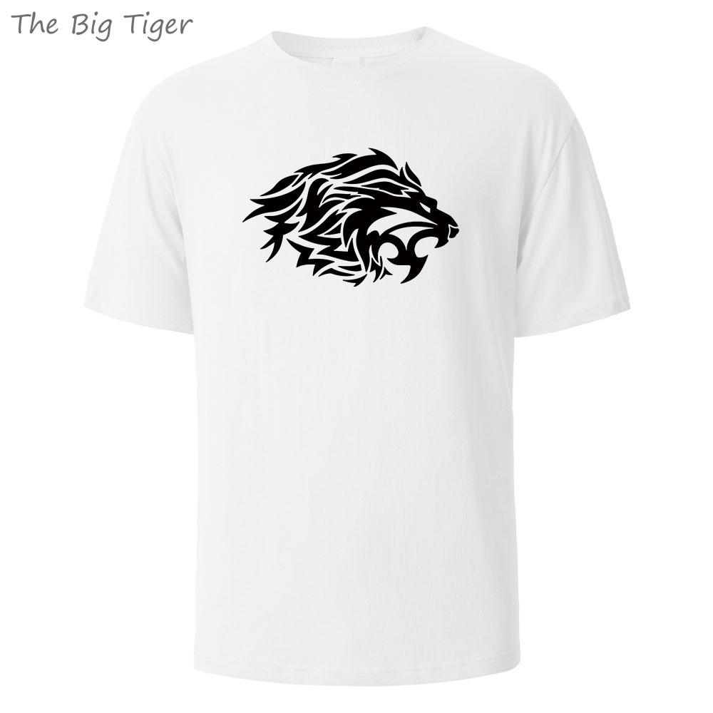 Lion Head Printed Unisex Cotton Tee Classic Crew Neck Design Soft Breathable Fabric Casual Short Sleeve Men Shirt S