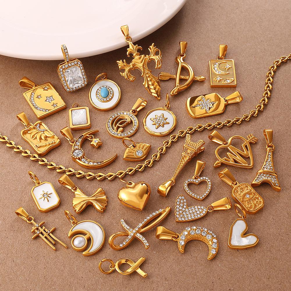 Yori 2Pcs Heart Star Moon Eiffel Tower Cross Elements Making Earrings Necklace Bracelet Jewelry Material Making Accessories